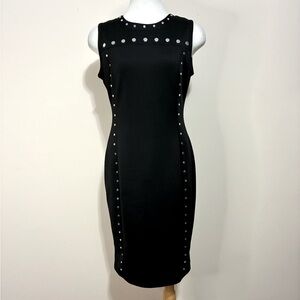 Karl Lagerfeld Black Studded Midi Sheath Dress